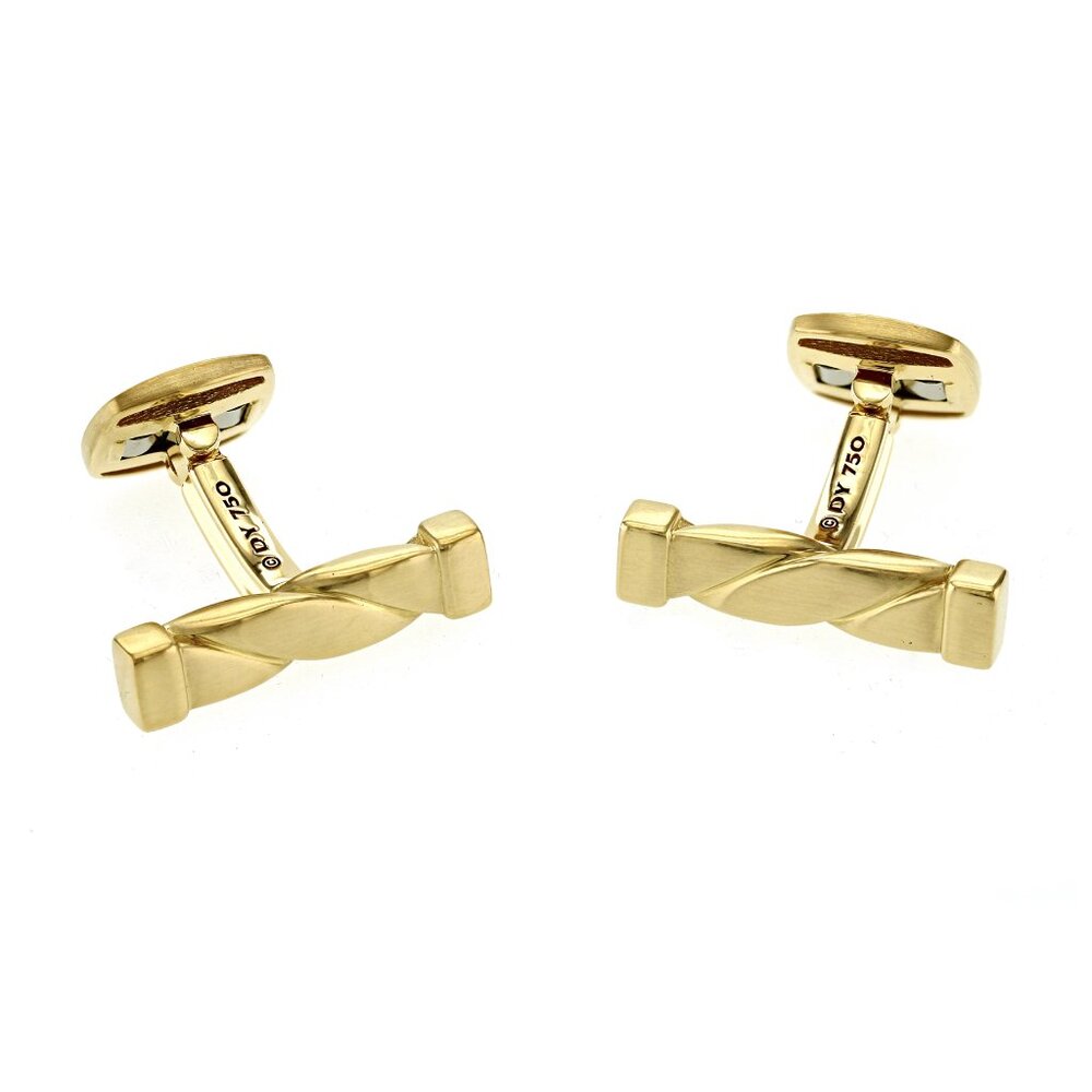 Auth David Yurman 18K Yellow Gold Twist Cable Cufflinks